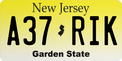 NJ license plate A37RIK