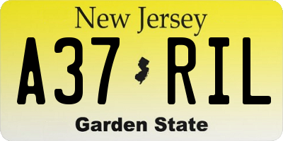 NJ license plate A37RIL