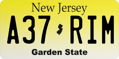 NJ license plate A37RIM