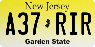 NJ license plate A37RIR