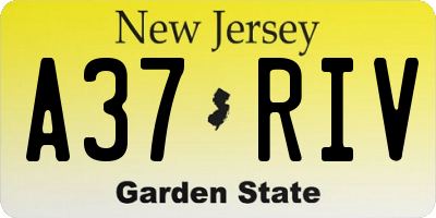 NJ license plate A37RIV