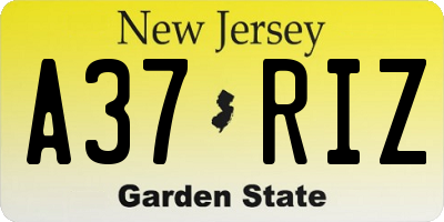 NJ license plate A37RIZ