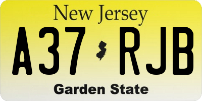 NJ license plate A37RJB