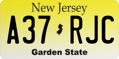 NJ license plate A37RJC
