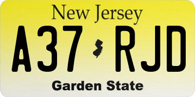 NJ license plate A37RJD