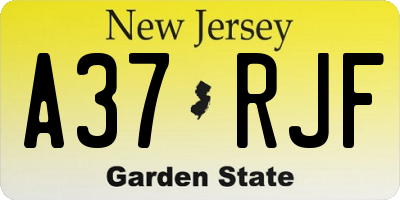NJ license plate A37RJF