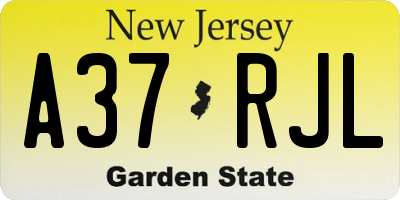 NJ license plate A37RJL