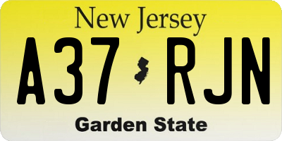 NJ license plate A37RJN