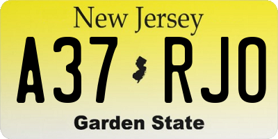 NJ license plate A37RJO