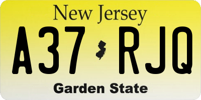 NJ license plate A37RJQ