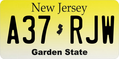 NJ license plate A37RJW