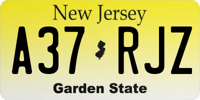 NJ license plate A37RJZ