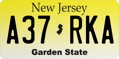 NJ license plate A37RKA