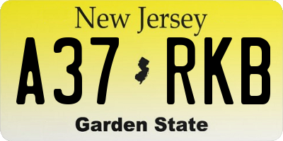 NJ license plate A37RKB