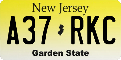 NJ license plate A37RKC