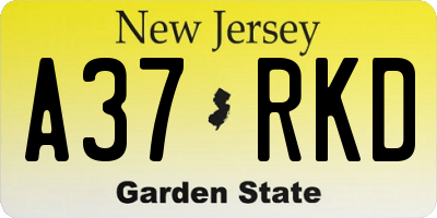 NJ license plate A37RKD