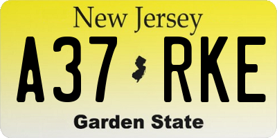 NJ license plate A37RKE