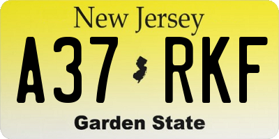 NJ license plate A37RKF