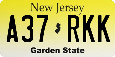 NJ license plate A37RKK