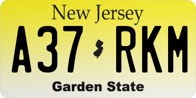 NJ license plate A37RKM