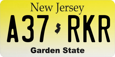 NJ license plate A37RKR