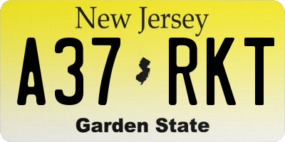 NJ license plate A37RKT