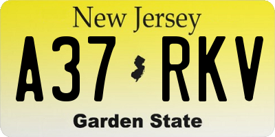 NJ license plate A37RKV