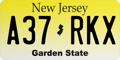 NJ license plate A37RKX