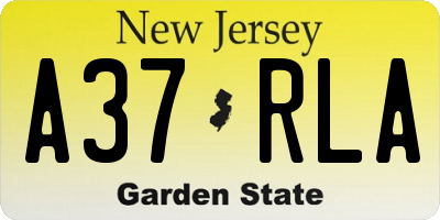 NJ license plate A37RLA