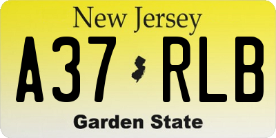 NJ license plate A37RLB