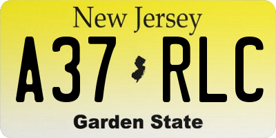 NJ license plate A37RLC
