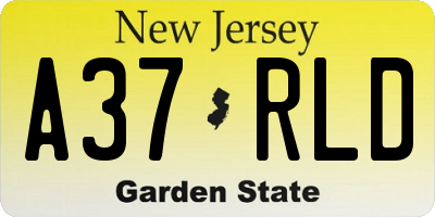 NJ license plate A37RLD