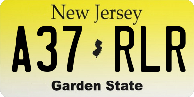 NJ license plate A37RLR