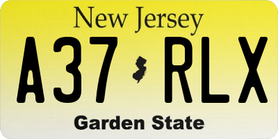 NJ license plate A37RLX