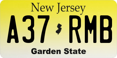 NJ license plate A37RMB