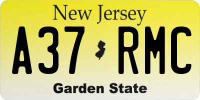 NJ license plate A37RMC