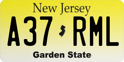 NJ license plate A37RML