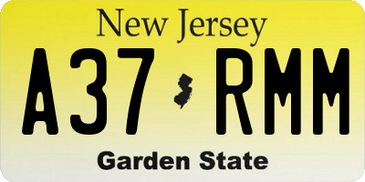 NJ license plate A37RMM