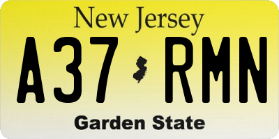 NJ license plate A37RMN