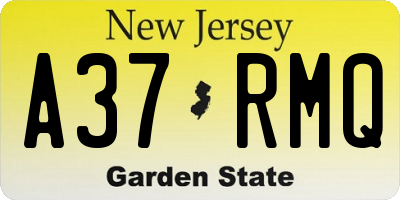 NJ license plate A37RMQ