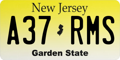 NJ license plate A37RMS