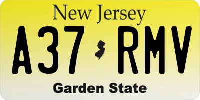 NJ license plate A37RMV