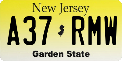 NJ license plate A37RMW