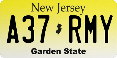 NJ license plate A37RMY