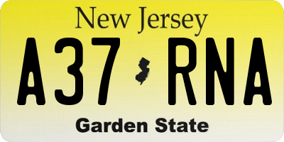 NJ license plate A37RNA