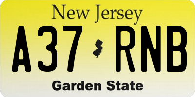 NJ license plate A37RNB