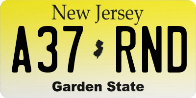 NJ license plate A37RND