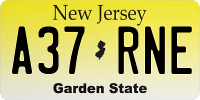 NJ license plate A37RNE