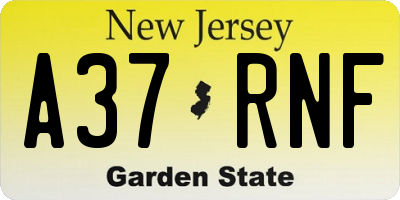 NJ license plate A37RNF