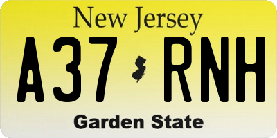NJ license plate A37RNH
